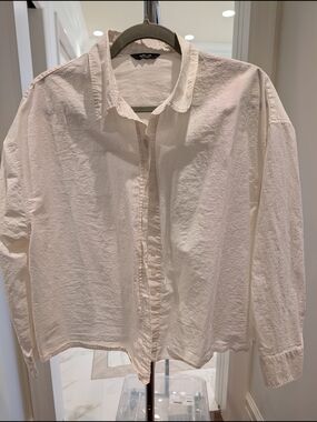 Massimo Dutti Cream Lightweight Shirt Jacket
